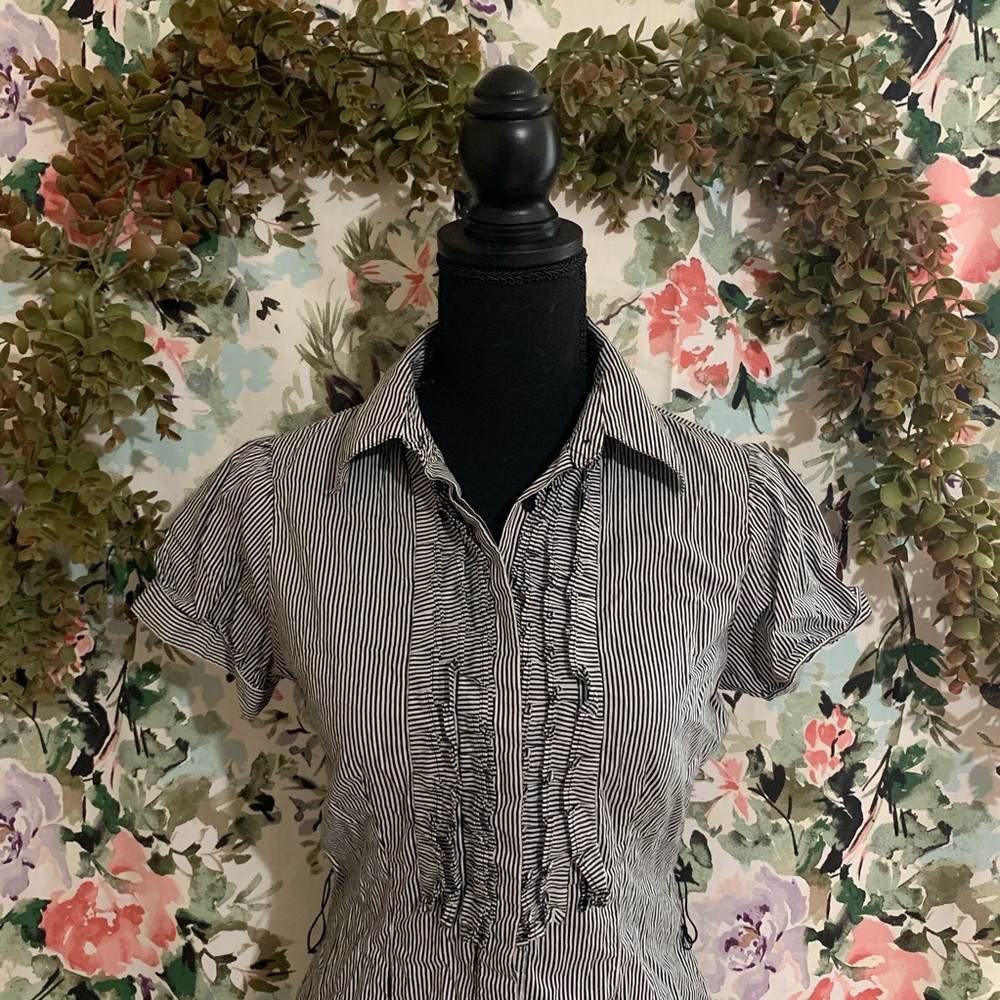 Striped Short Sleeve Button Down